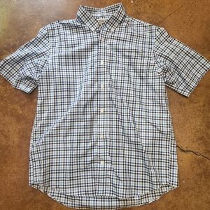 Men's Duluth Trading Co Blue & White Plaid Button Down Shirt Size Large